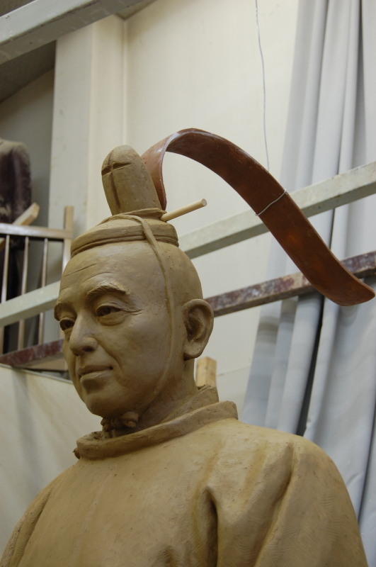 銅像制作/細川藤孝(幽斎)公、粘土原型完成【熊本県】【水前寺公園内】